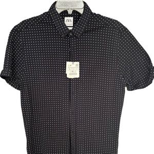 Zara navy blue button down shirt BRAND NEW!! L